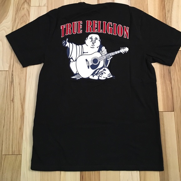 True Religion Men's Buddha Logo Print Tee T-Shirt in Black Size M - Picture 4 of 6